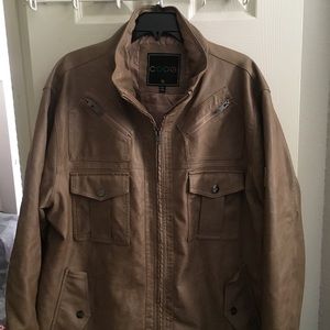 🔥 XL - Mens Brown Leather Coogi Jacket Vintage